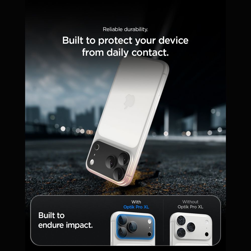 Spigen Optik Pro XL Glas.tR EZ Fit grūdintas stiklas fotoaparato ekrano apsaugiklis skirtas Apple iPhone 18 Pro - Tamsi...
