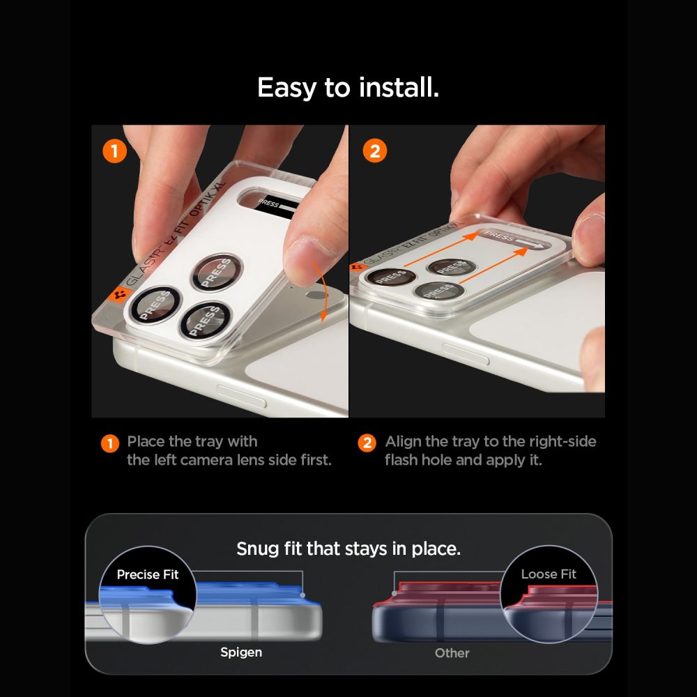 Spigen Optik Pro XL Glas.tR EZ Fit grūdintas stiklas fotoaparato ekrano apsaugiklis skirtas Apple iPhone 18 Pro - Tamsi...