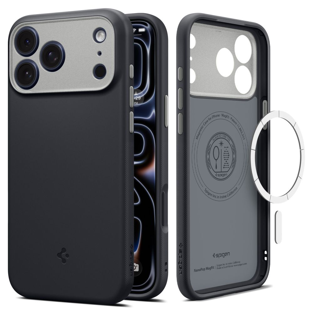 Spigen Nano Pop MagSafe dėklas iPhone 18 Pro / 17 Pro - Juoda -- iPhone 18 Pro / iPhone 17 Pro