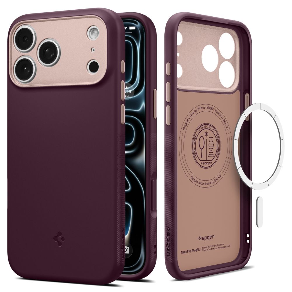 Dėklas Spigen Nano Pop MagSafe telefonams iPhone 18 Pro / 17 Pro - tamsi vyšnia -- iPhone 18 Pro / iPhone 17 Pro