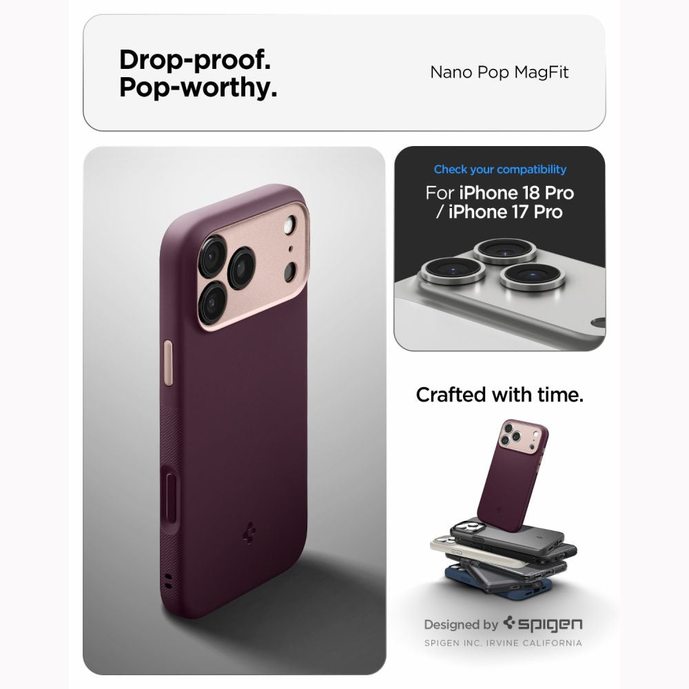 Dėklas Spigen Nano Pop MagSafe telefonams iPhone 18 Pro / 17 Pro - tamsi vyšnia -- iPhone 18 Pro / iPhone 17 Pro
