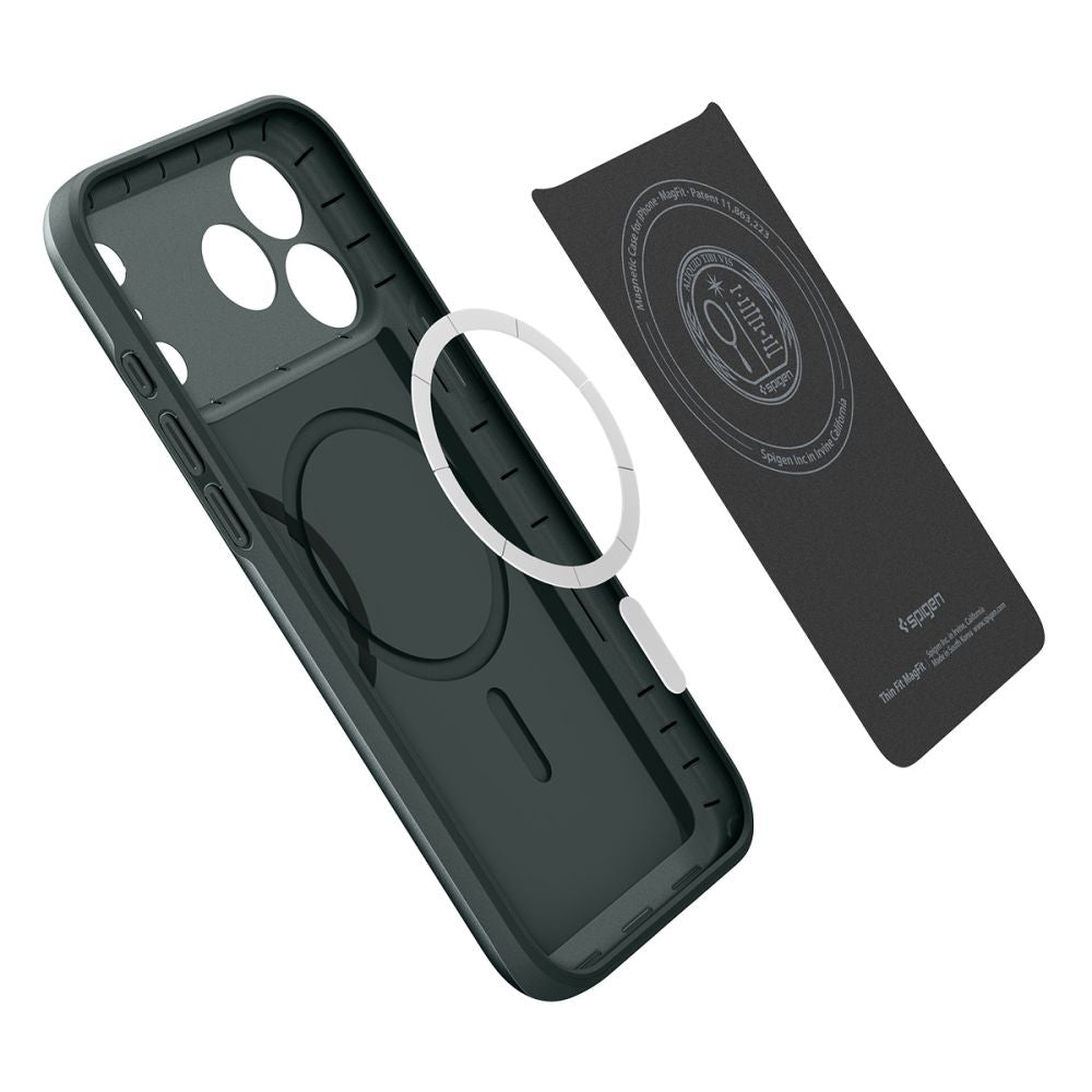 Spigen Thin Fit MagSafe dėklas iPhone 18 Pro / 17 Pro - Žalias -- iPhone 18 Pro / iPhone 17 Pro