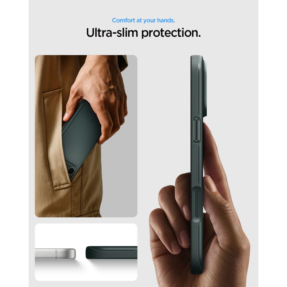 Spigen Thin Fit MagSafe dėklas iPhone 18 Pro / 17 Pro - Žalias -- iPhone 18 Pro / iPhone 17 Pro