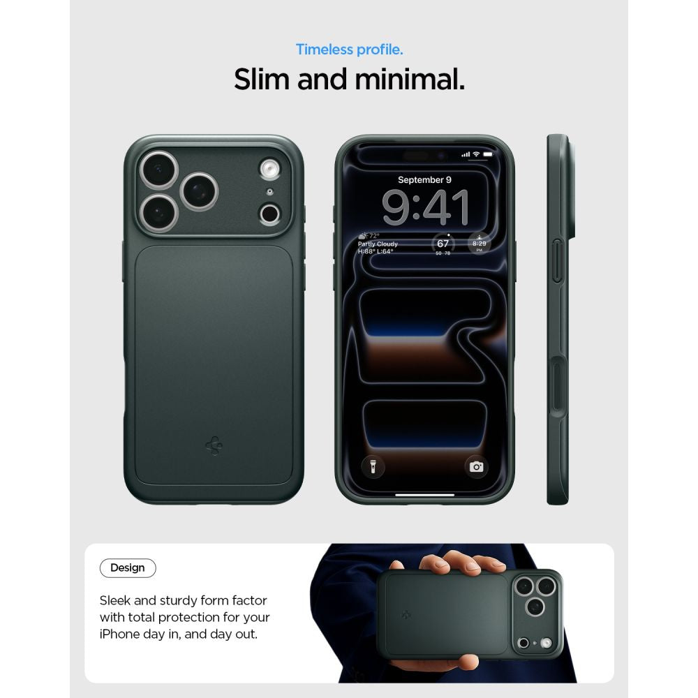 Spigen Thin Fit MagSafe dėklas iPhone 18 Pro / 17 Pro - Žalias -- iPhone 18 Pro / iPhone 17 Pro