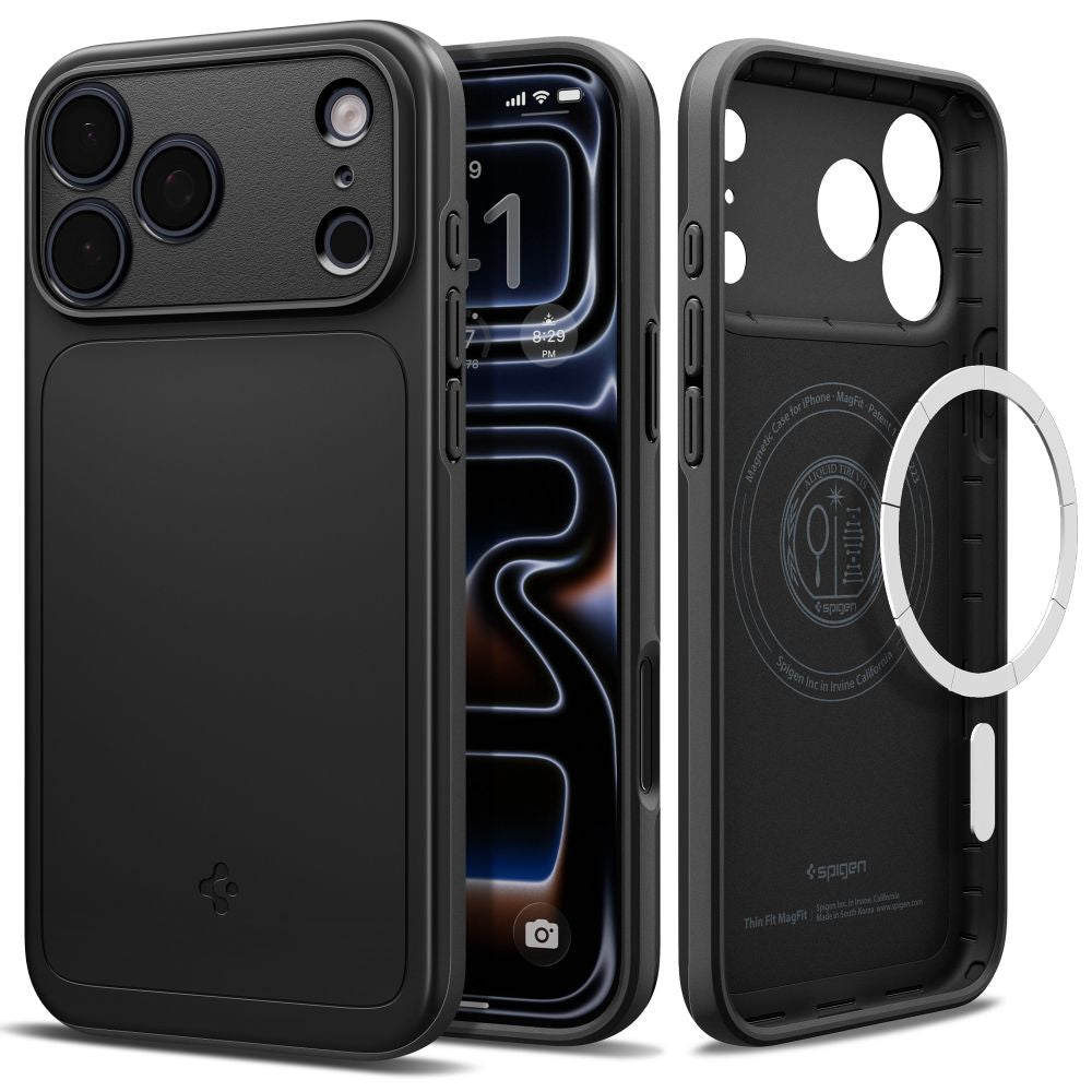 Spigen Thin Fit MagSafe dėklas iPhone 18 Pro / 17 Pro - Juodas -- iPhone 18 Pro / iPhone 17 Pro