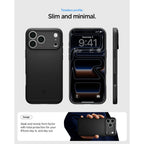 Spigen Thin Fit MagSafe dėklas iPhone 18 Pro / 17 Pro - Juodas -- iPhone 18 Pro / iPhone 17 Pro