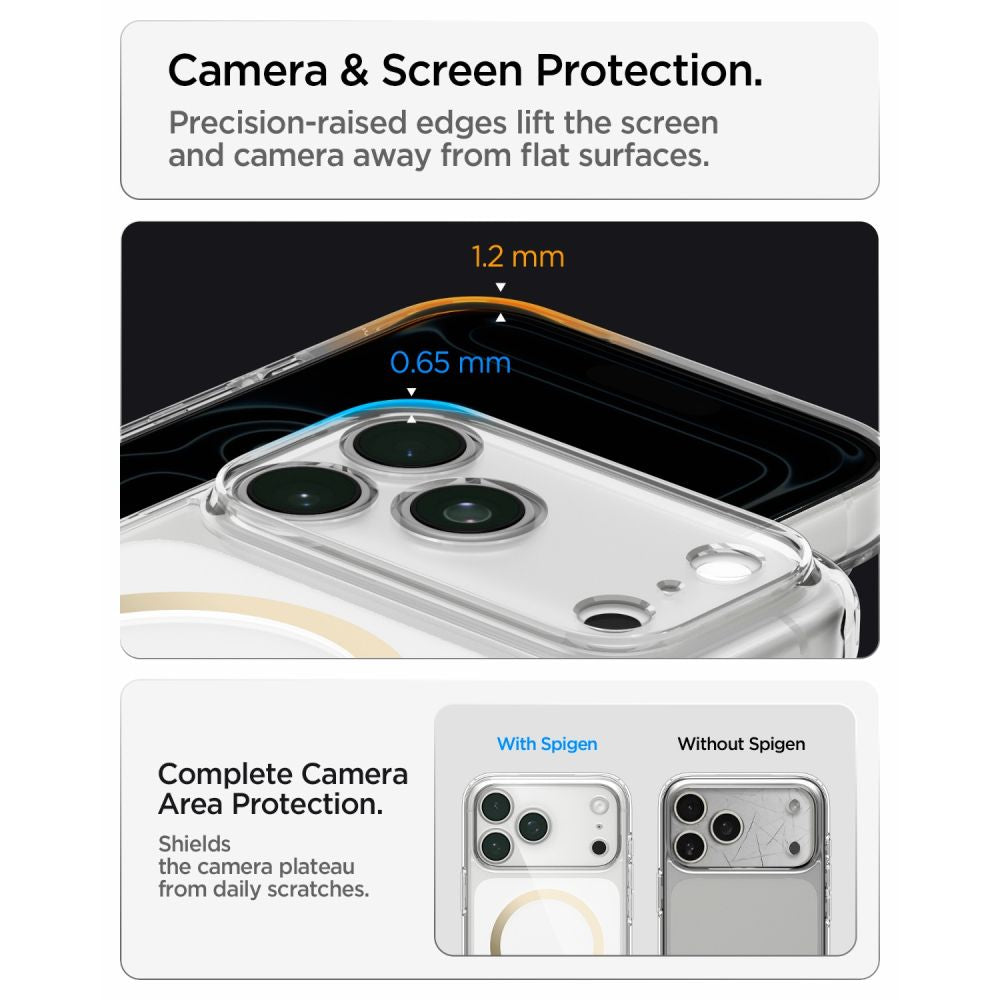 Spigen Ultra Hybrid Mag MagSafe dėklas iPhone 18 Pro / 17 Pro - Skaidrus aukso spalvos -- iPhone 18 Pro / iPhone 17 Pro