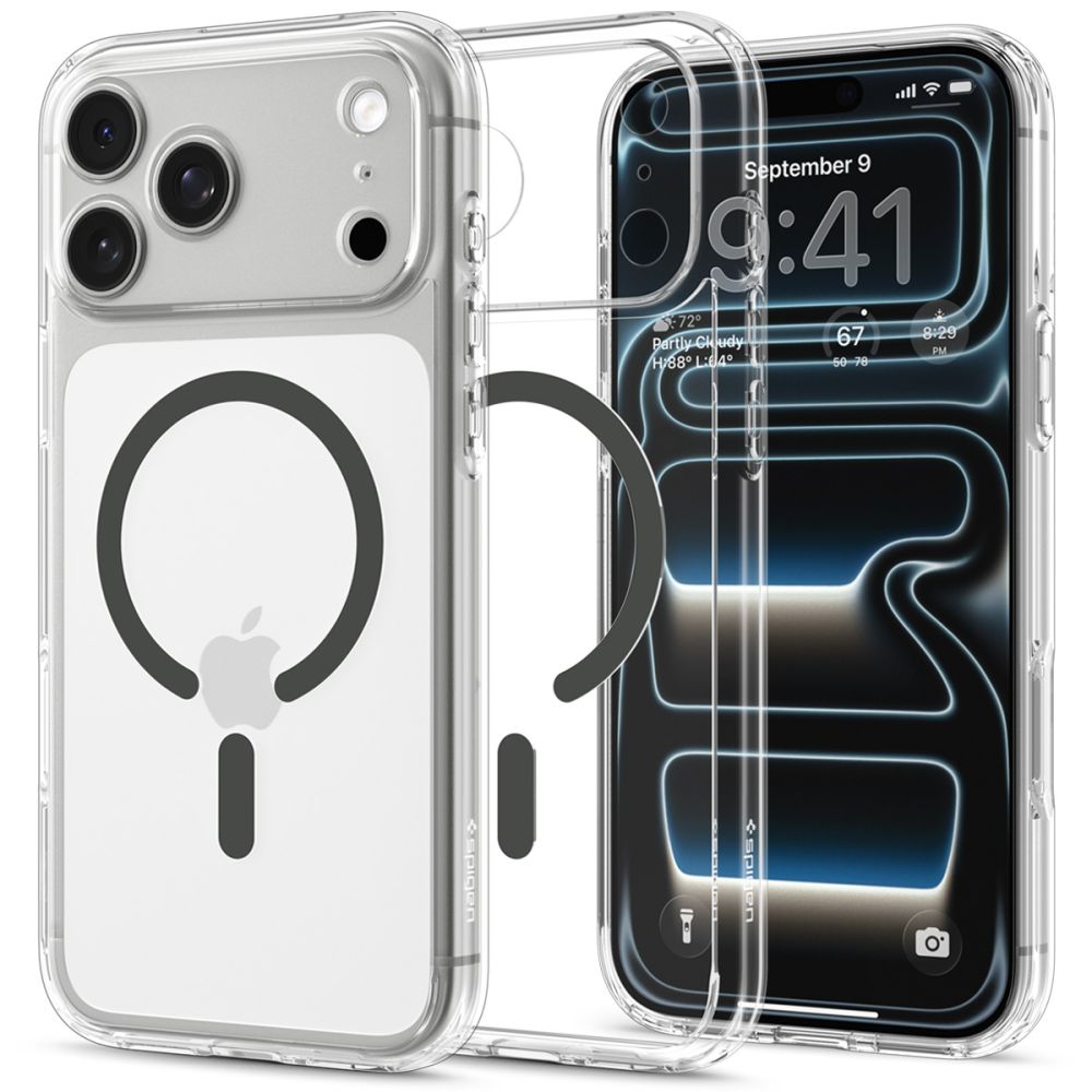 Spigen Ultra Hybrid MagSafe dėklas iPhone 18 Pro / 17 Pro - skaidrus grafito -- iPhone 18 Pro / 17 Pro