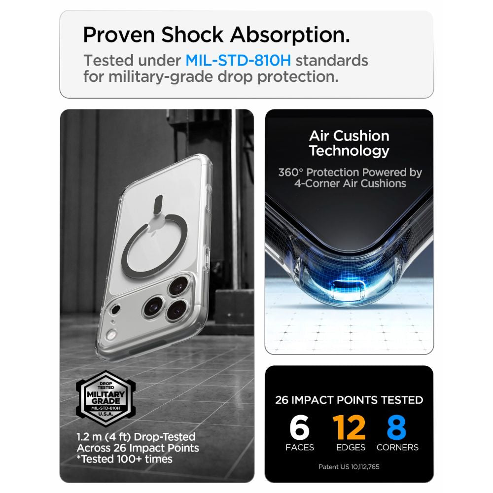 Spigen Ultra Hybrid MagSafe dėklas iPhone 18 Pro / 17 Pro - skaidrus grafito -- iPhone 18 Pro / 17 Pro