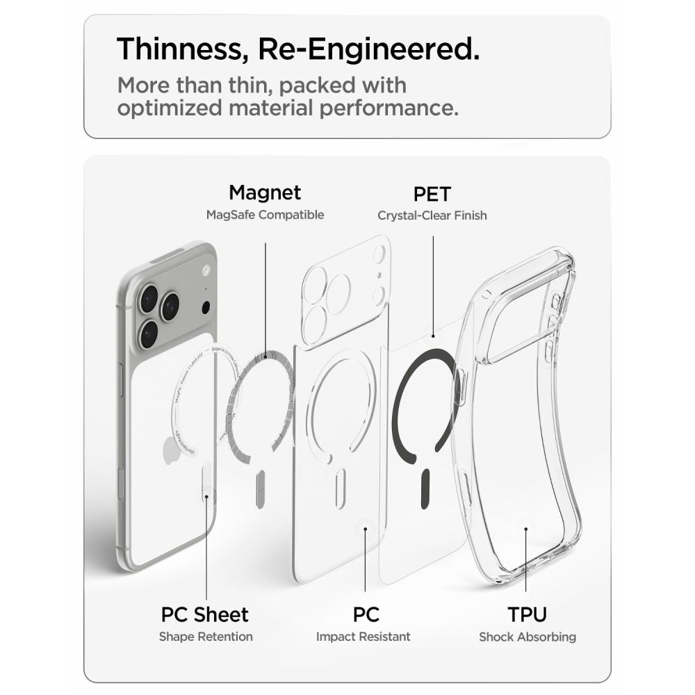 Spigen Ultra Hybrid MagSafe dėklas iPhone 18 Pro / 17 Pro - skaidrus grafito -- iPhone 18 Pro / 17 Pro