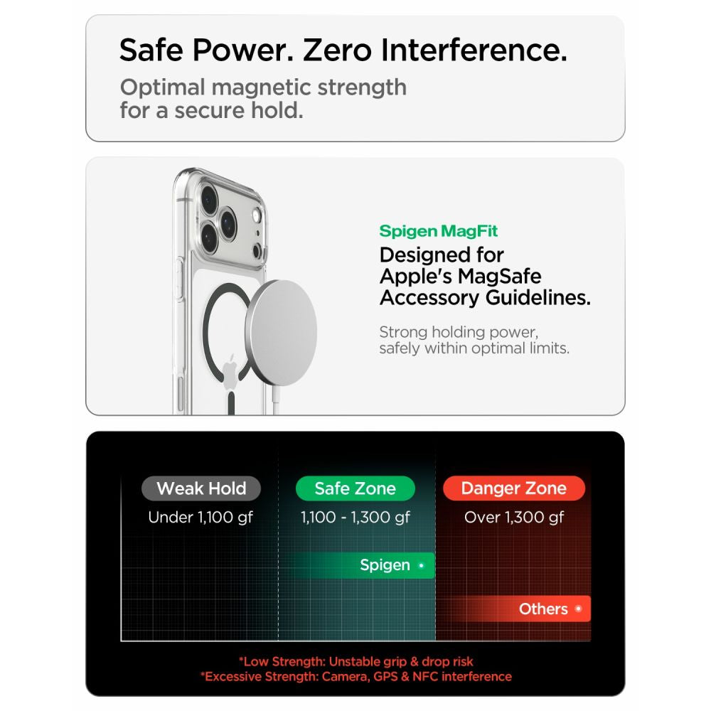 Spigen Ultra Hybrid MagSafe dėklas iPhone 18 Pro / 17 Pro - skaidrus grafito -- iPhone 18 Pro / 17 Pro