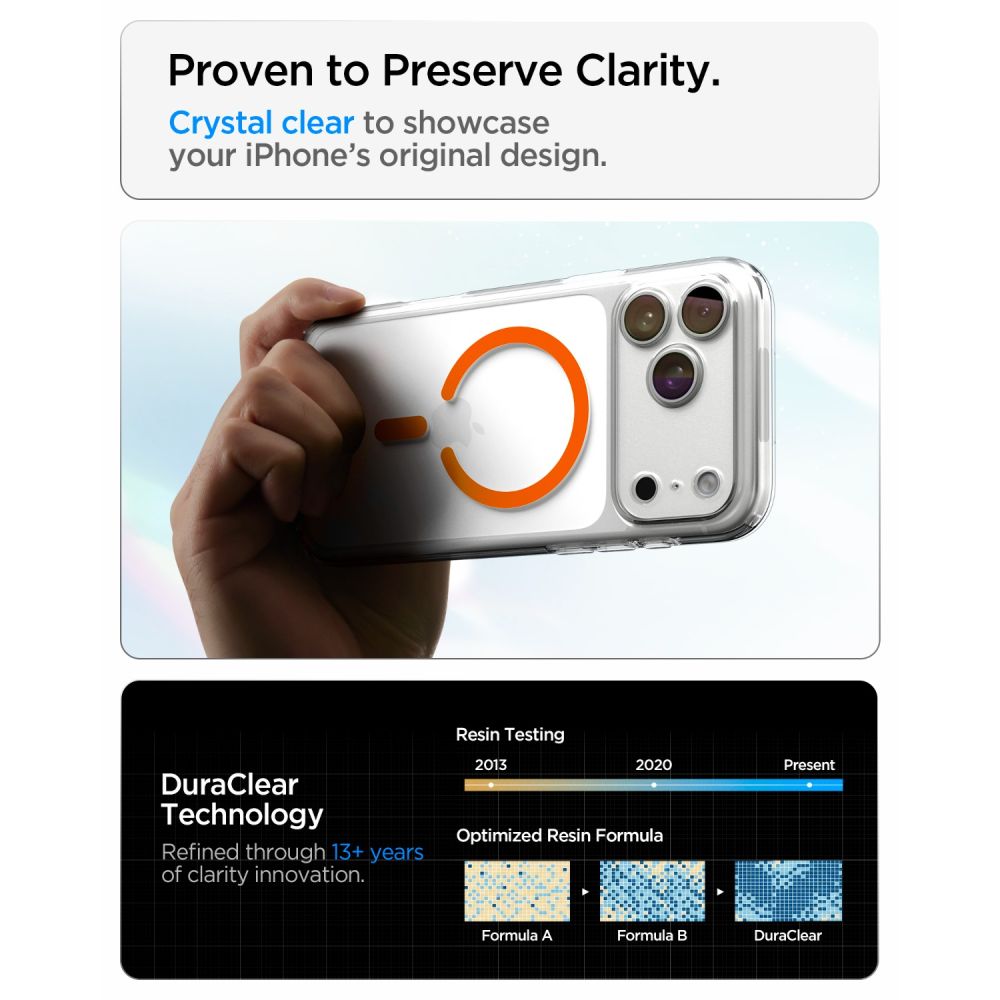 Spigen Ultra Hybrid MagSafe dėklas iPhone 18 Pro / 17 Pro - permatomas oranžinis -- iPhone 18 Pro / 17 Pro