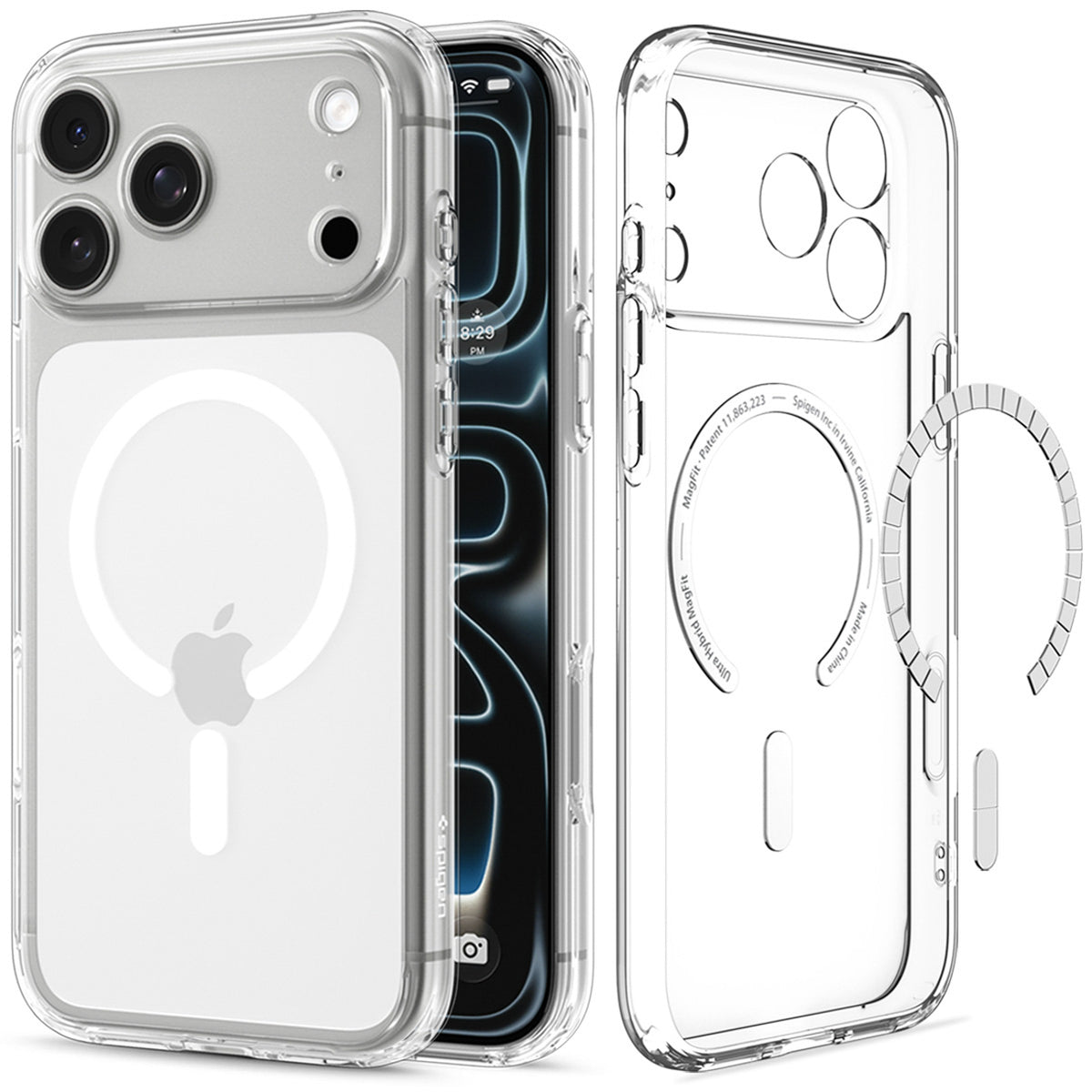 Spigen Ultra Hybrid MagSafe Case iPhone 18 Pro / 17 Pro - Skaidri ir balta -- iPhone 18 Pro / iPhone 17 Pro