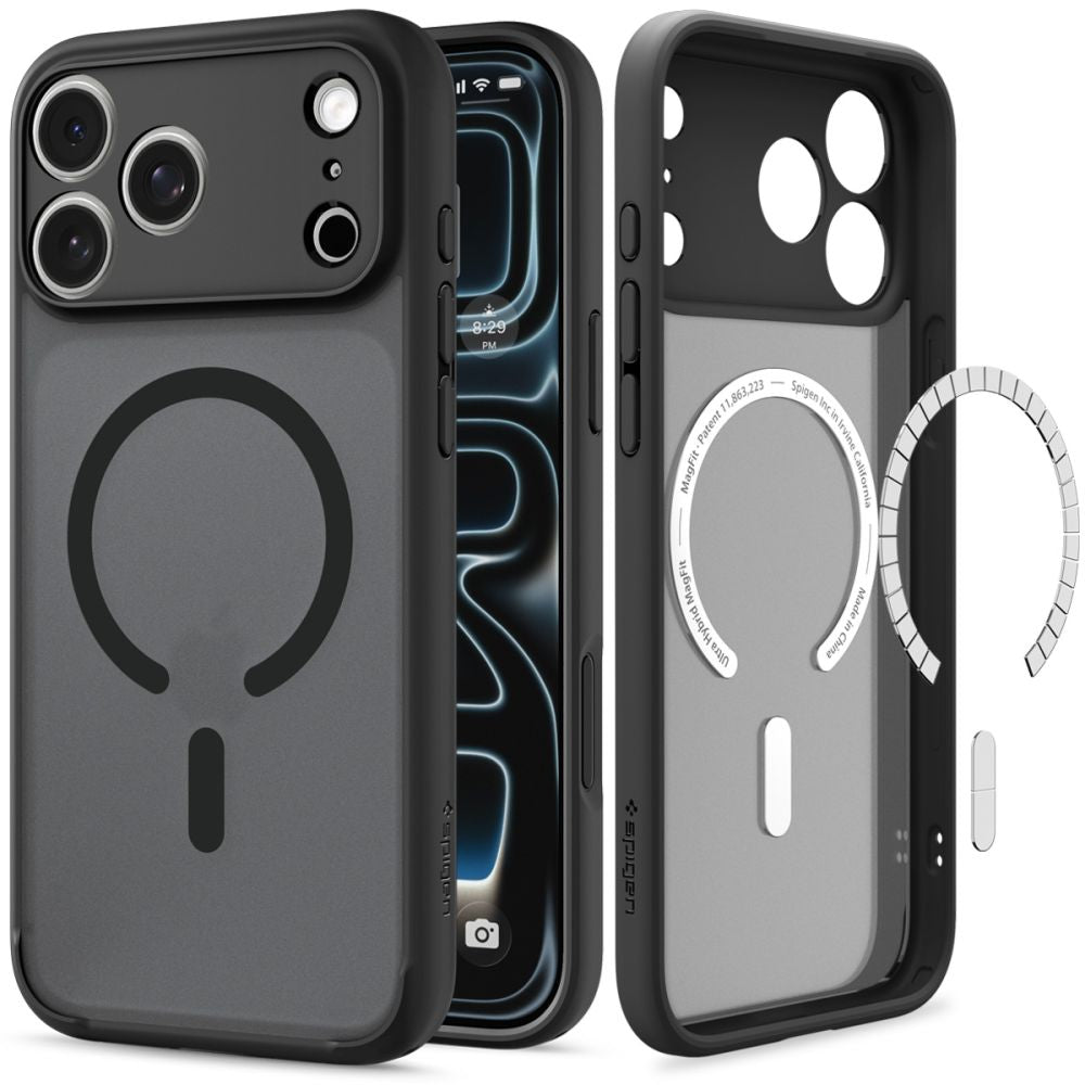 Spigen Ultra Hybrid MagSafe dėklas skirtas iPhone 18 Pro / 17 Pro - šerkšnis juodas -- iPhone 18 Pro / iPhone 17 Pro