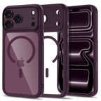 Tech-Protect MagPeak MagSafe CC dėklas iPhone 18 Pro / 17 Pro - Skaidri Burgundija -- iPhone 18 Pro / iPhone 17 Pro