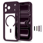 Tech-Protect MagPeak MagSafe CC dėklas iPhone 18 Pro / 17 Pro - Skaidri Burgundija -- iPhone 18 Pro / iPhone 17 Pro