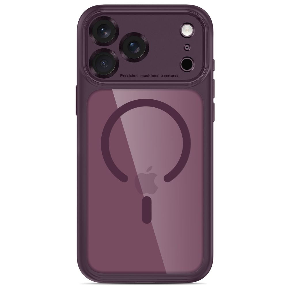 Tech-Protect MagPeak MagSafe CC dėklas iPhone 18 Pro / 17 Pro - Skaidri Burgundija -- iPhone 18 Pro / iPhone 17 Pro