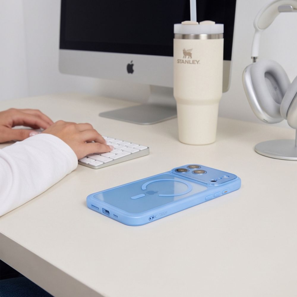 Tech-Protect MagPeak MagSafe CC dėklas iPhone 18 Pro / 17 Pro - Skaidri Mėlyna -- iPhone 18 Pro / iPhone 17 Pro