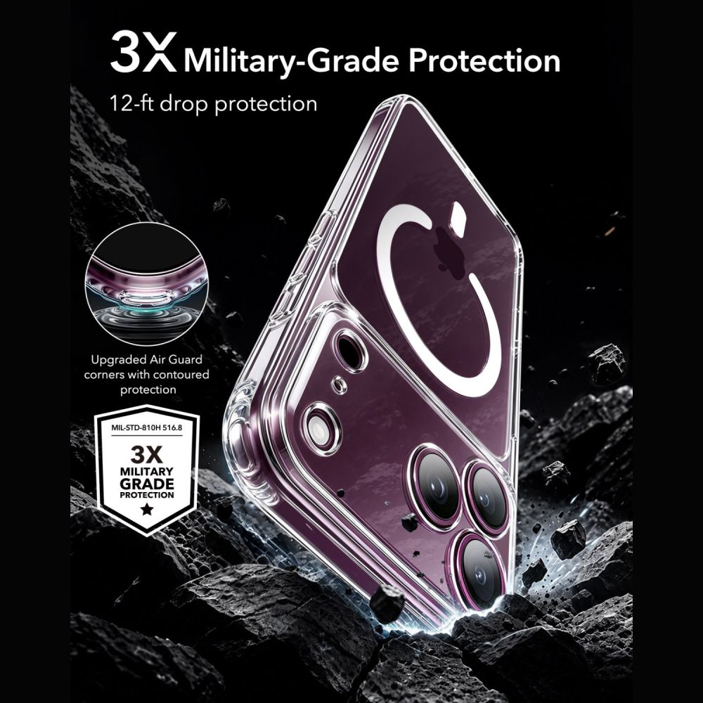 ESR Classic Hybrid MagSafe dėklas iPhone 18 Pro / 17 Pro - Skaidri -- iPhone 18 Pro / iPhone 17 Pro