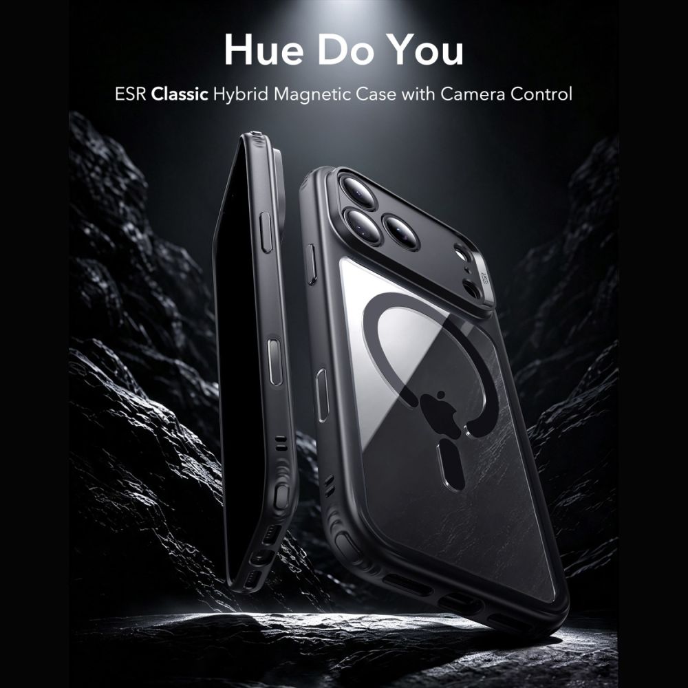 ESR Classic Hybrid MagSafe dėklas iPhone 18 Pro / 17 Pro - Skaidrus juodas -- iPhone 18 Pro / iPhone 17 Pro