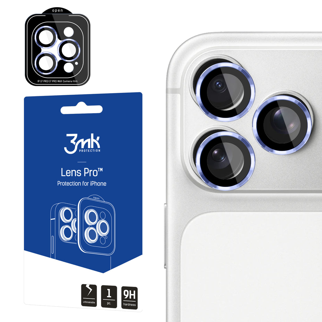 Stiklas objektyvui 3mk Lens Protection Pro, grūdintas, skirtas iPhone 18 Pro / 18 Pro Max – šviesiai mėlynas -- iPhone 18...
