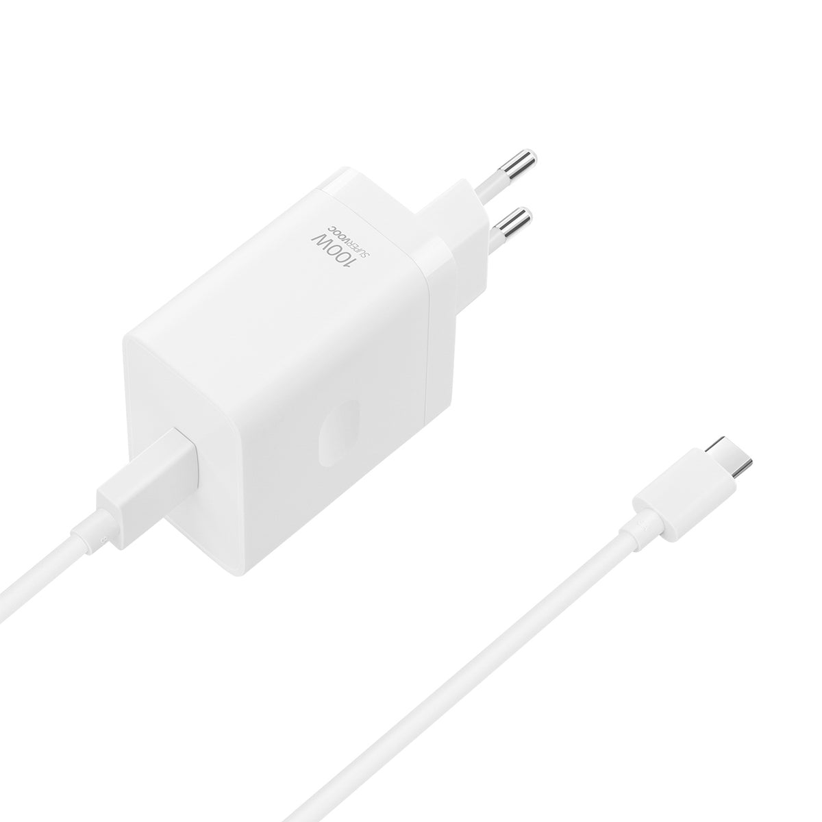 Oppo VCBAOBEH 100W USB-A sieninis įkroviklis su USB-A į USB-C kabeliu - balta -- Cell phone chargers