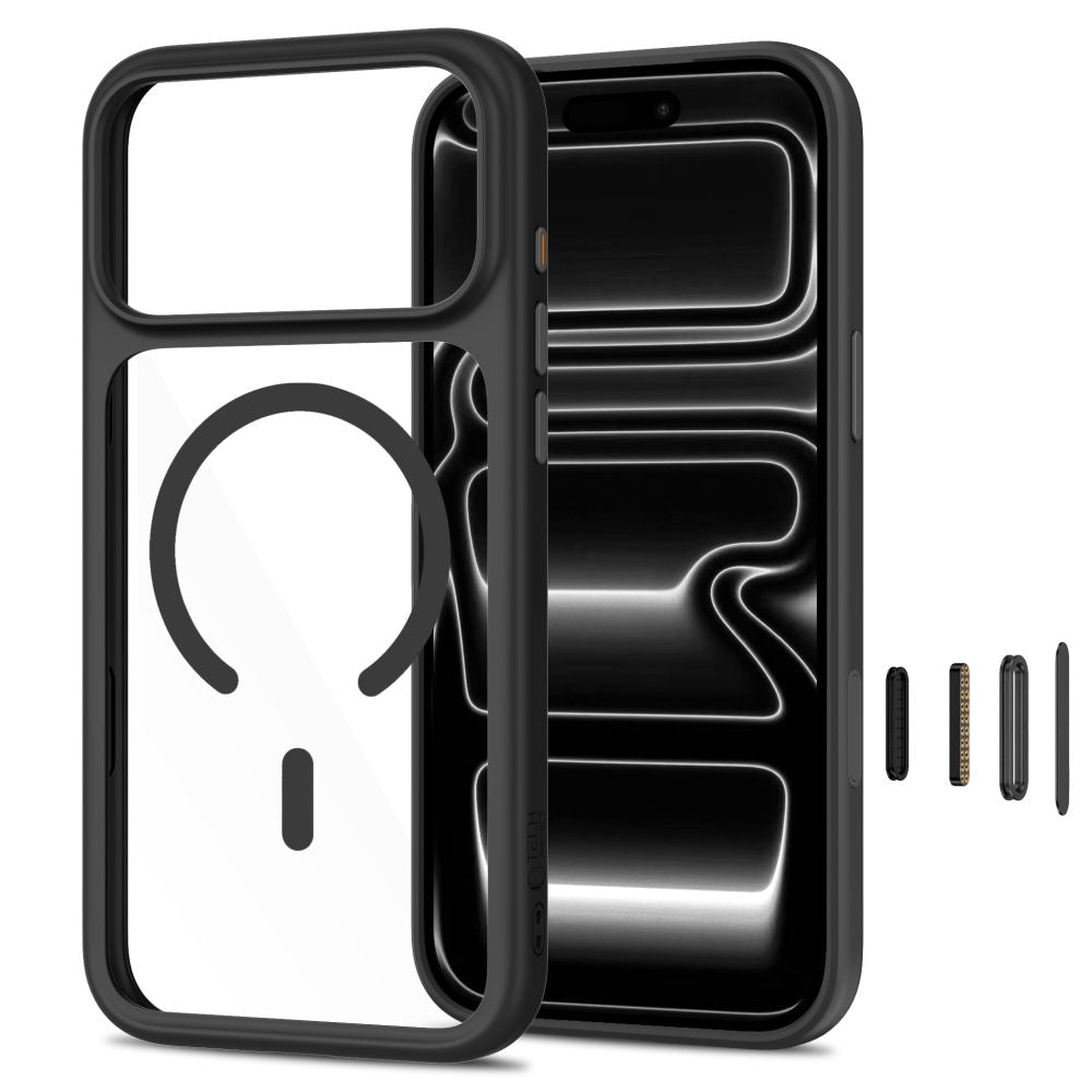 Tech-Protect MagOne CC MagSafe dėklas + grūdinti stikli 2-pakuotė skirta iPhone 18 Pro Max / 17 Pro Max - skaidri juoda...