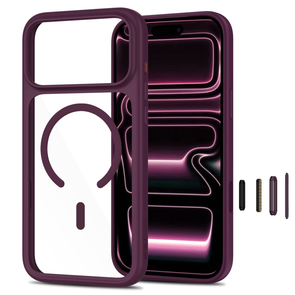 Tech-Protect MagOne CC MagSafe dėklas + grūdinti stikli 2-pakuotė skirta iPhone 18 Pro Max / 17 Pro Max - skaidri vyšnia...