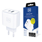 Sieninis ikroviklis 3mk DualCharge 20W PD3.0 QC 3.0 PPS USB 1A1C - Baltas -- Cell phone chargers