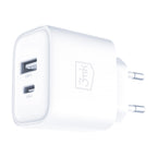 Sieninis ikroviklis 3mk DualCharge 20W PD3.0 QC 3.0 PPS USB 1A1C - Baltas -- Cell phone chargers