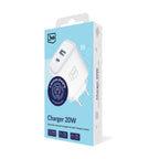 Sieninis ikroviklis 3mk DualCharge 20W PD3.0 QC 3.0 PPS USB 1A1C - Baltas -- Cell phone chargers