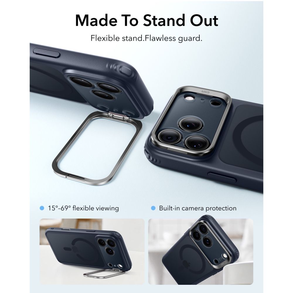 ESR Classic Hybrid Kickstand MagSafe dėklas iPhone 18 Pro / 17 Pro - mėlyna -- iPhone 18 Pro / iPhone 17 Pro