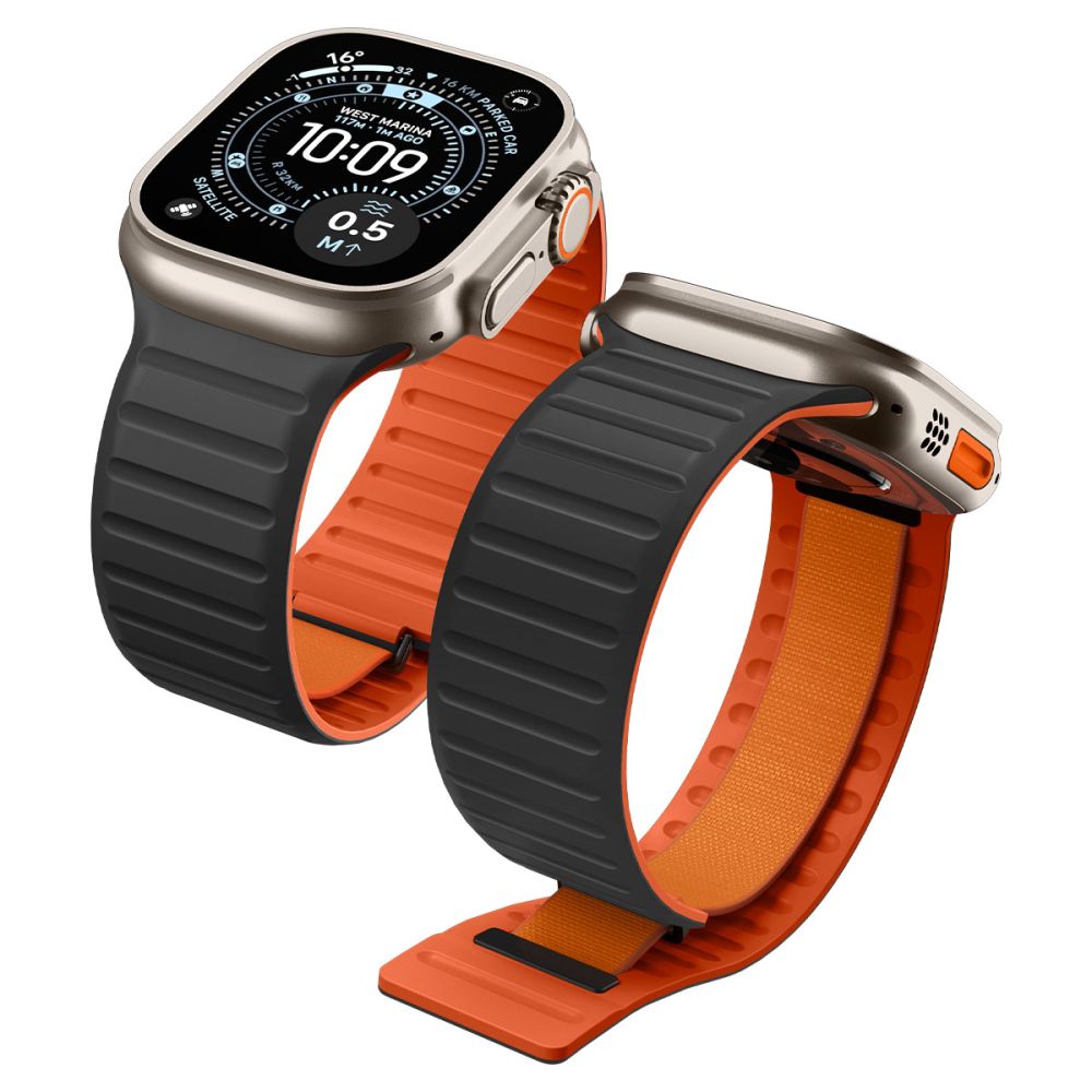 Spigen Athlex Air M dirželis Apple Watch 44/45/46/49 mm – juodas ir oranžinis -- Apple Watch 44mm / Apple Watch 45mm /...
