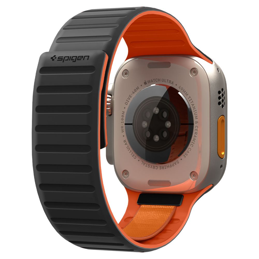 Spigen Athlex Air M dirželis Apple Watch 44/45/46/49 mm – juodas ir oranžinis -- Apple Watch 44mm / Apple Watch 45mm /...
