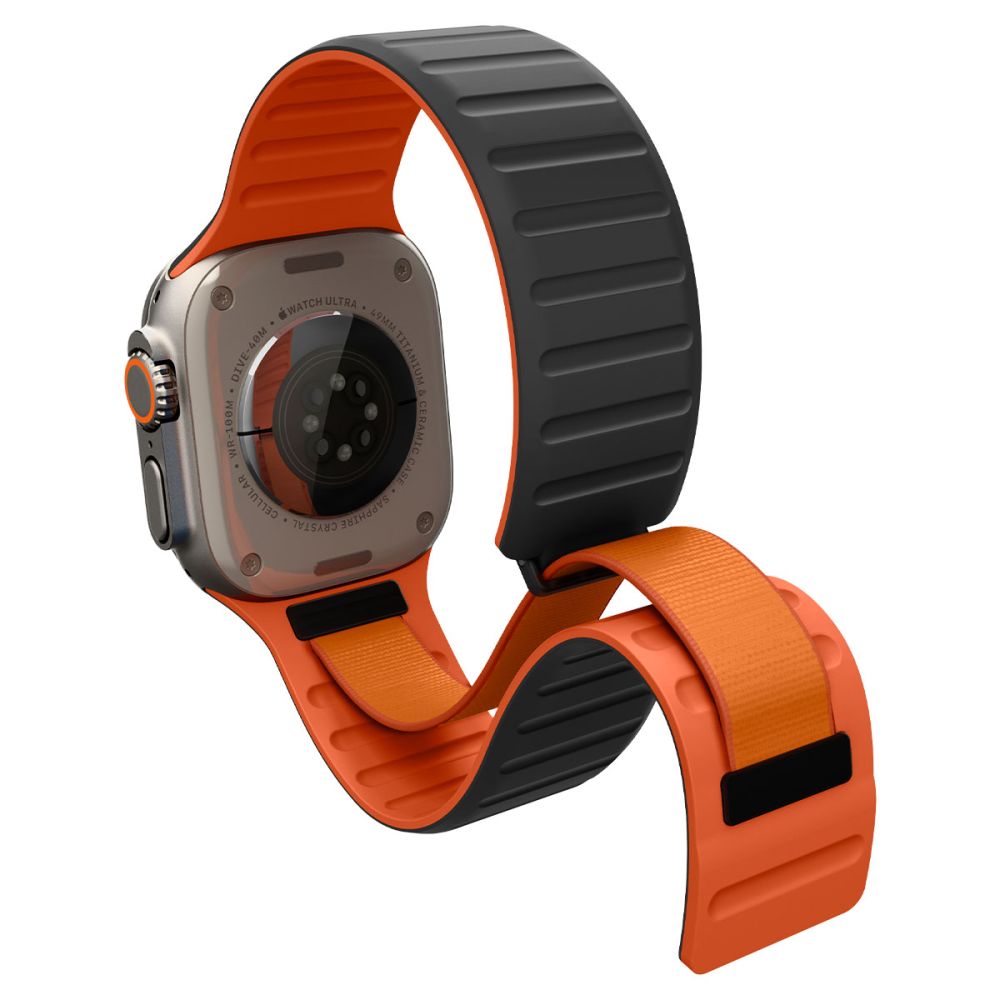 Spigen Athlex Air M dirželis Apple Watch 44/45/46/49 mm – juodas ir oranžinis -- Apple Watch 44mm / Apple Watch 45mm /...