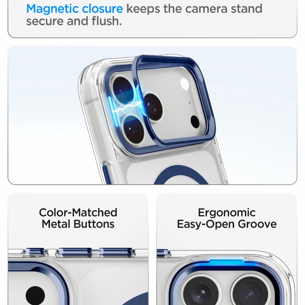 Spigen Ultra Hybrid Optik S MagSafe Case for iPhone 18 Pro Max / 17 Pro Max - Skaidri Tamsiai Mėlyna -- iPhone 18 Pro Max...