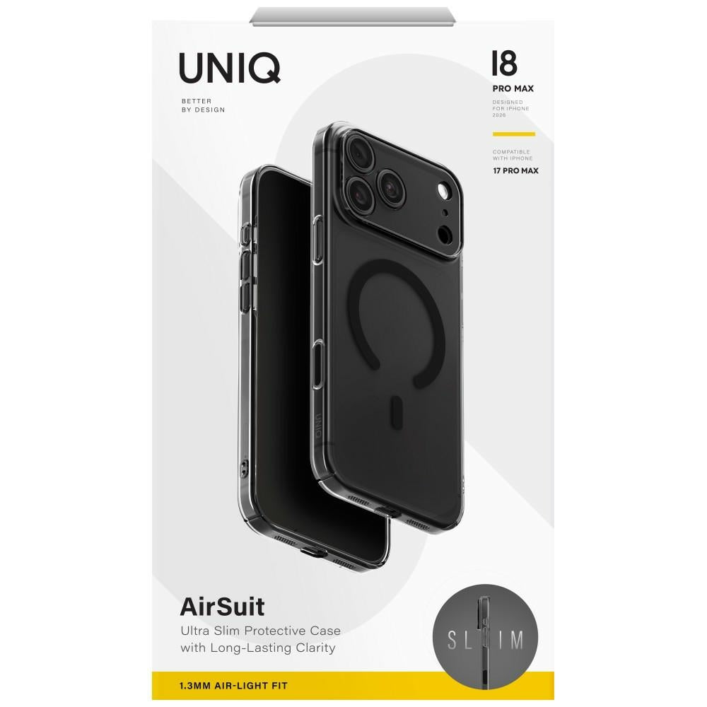 Uniq Airsuit Magclick Charging dėklas skirtas iPhone 18 Pro Max / 17 Pro Max - juoda -- iPhone 18 Pro Max / 17 Pro Max