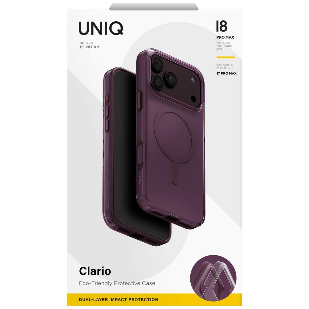 Uniq Clario Magclick Charging eco dėklas iPhone 18 Pro Max / 17 Pro Max - violetinė -- iPhone 18 Pro Max / 17 Pro Max