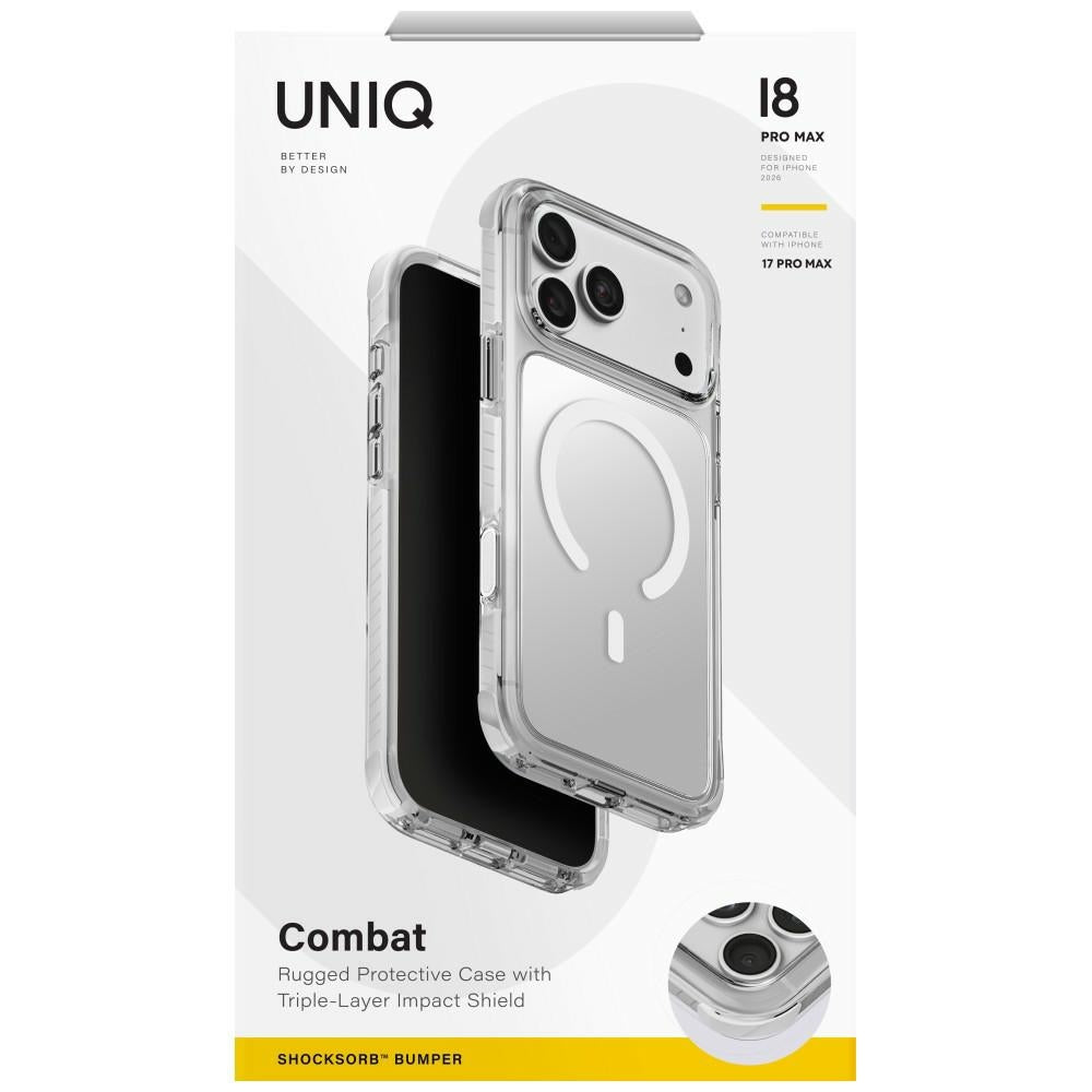 Uniq Combat Magclick Charging Dėklas iPhone 18 Pro Max / 17 Pro Max - balta -- iPhone 18 Pro Max / iPhone 17 Pro Max