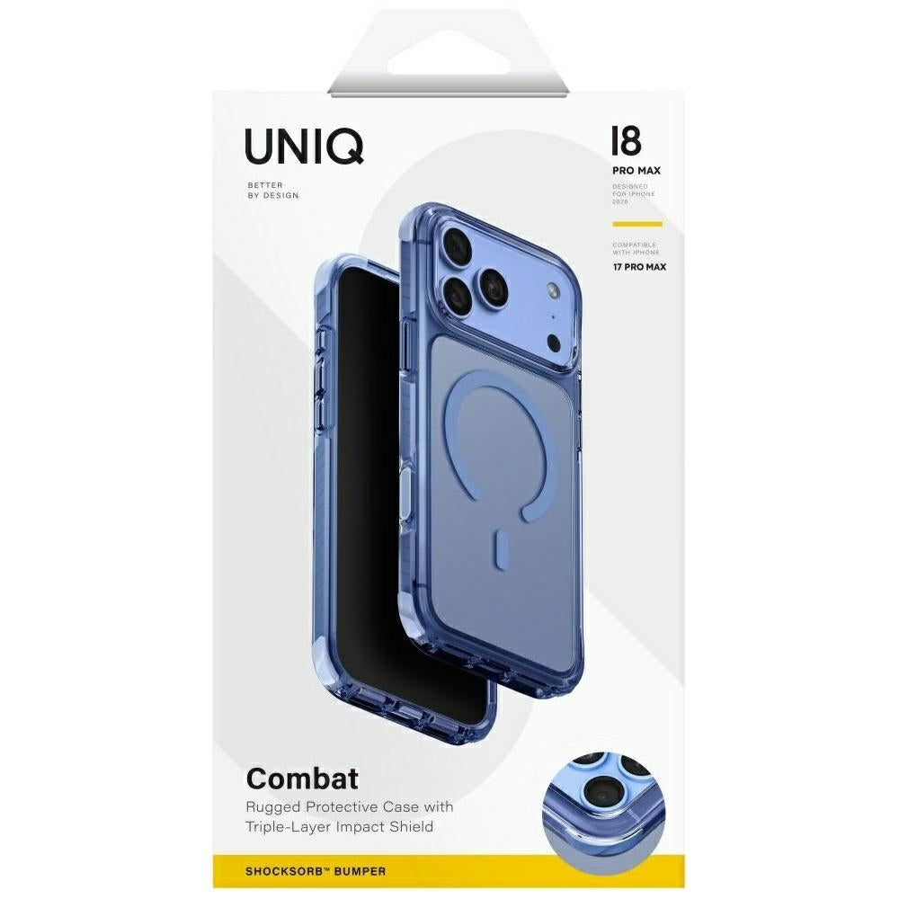 Uniq Combat Magclick Charging dėklas iPhone 18 Pro Max / 17 Pro Max - mėlyna -- iPhone 18 Pro Max / iPhone 17 Pro Max
