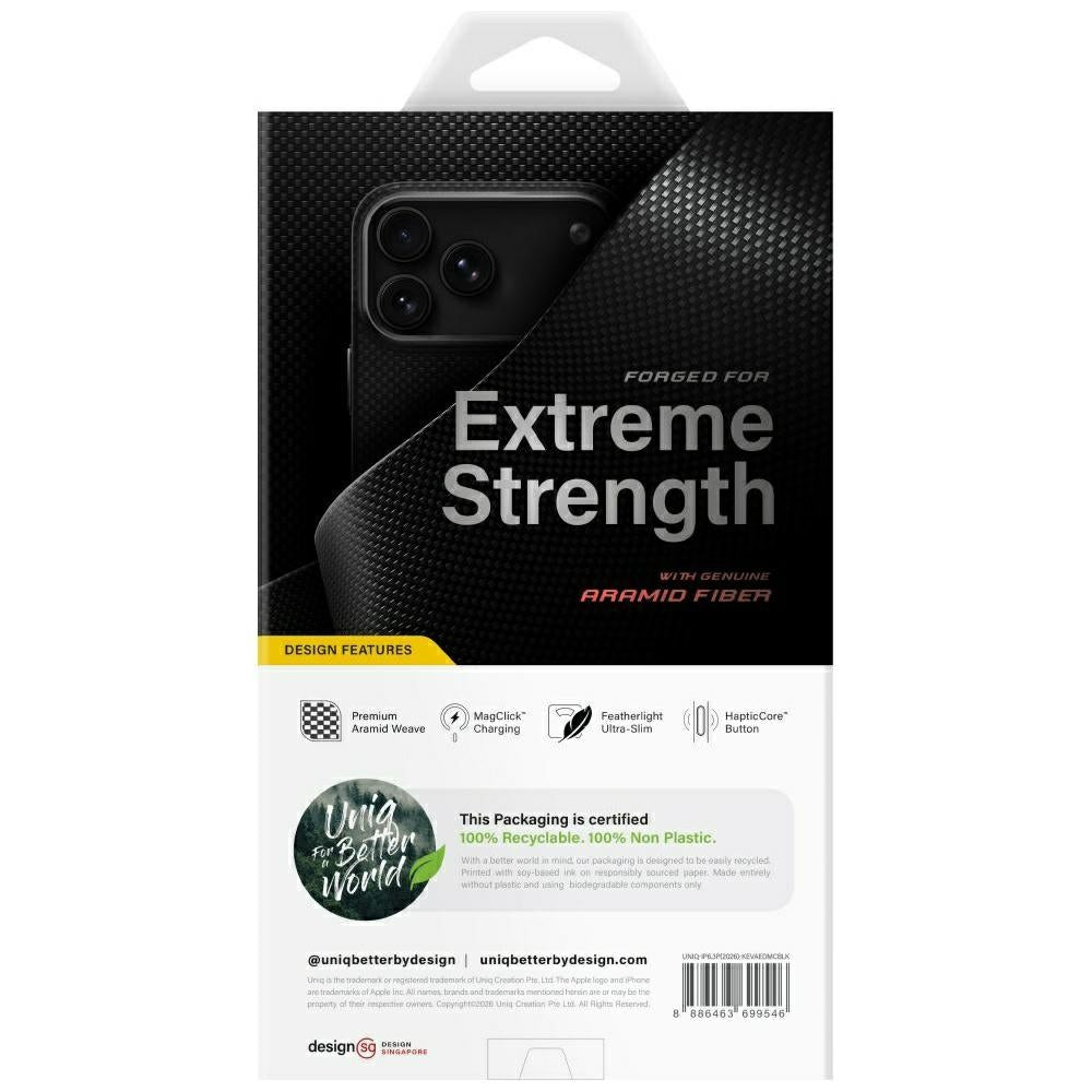 Uniq Keva EDGE Magclick įkrovimo dėklas iPhone 18 Pro / 17 Pro - Juoda -- iPhone 18 Pro / iPhone 17 Pro
