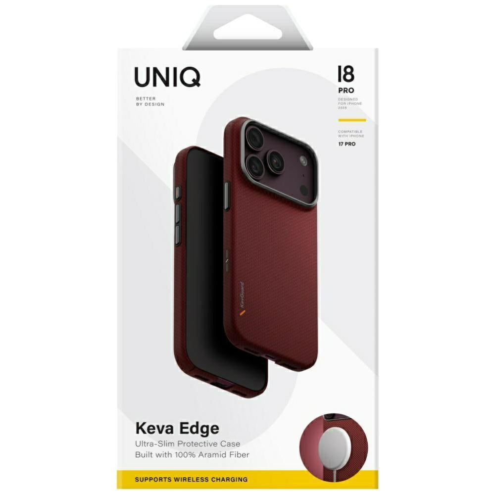 Uniq Keva EDGE Magclick įkrovimo dėklas iPhone 18 Pro / 17 Pro - Raudona -- iPhone 18 Pro / iPhone 17 Pro
