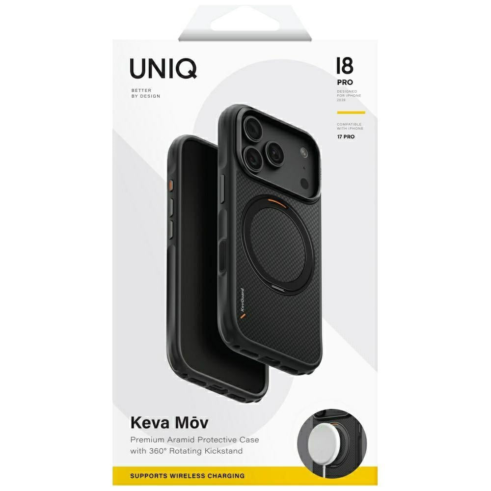 Uniq Keva Mov Magclick šarginimo dėklas iPhone 18 Pro / 17 Pro - Juoda -- iPhone 18 Pro / iPhone 17 Pro