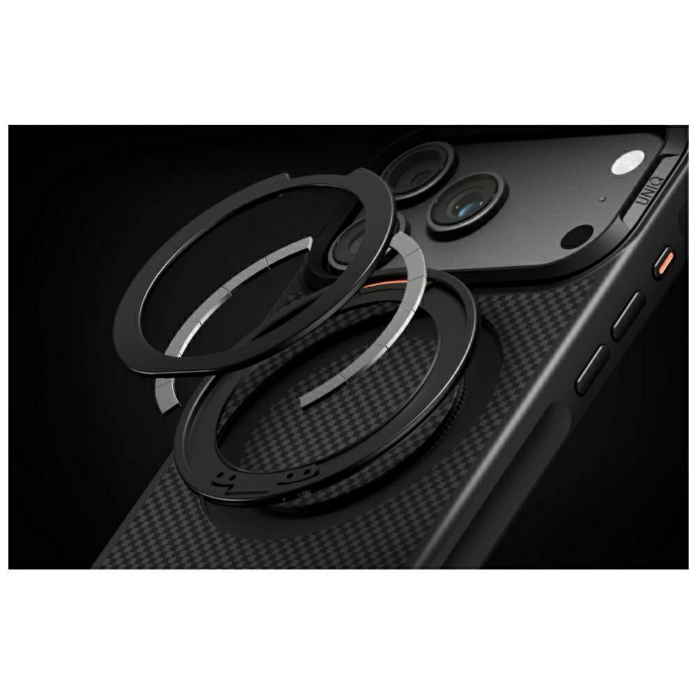 Uniq Keva Mov Magclick šarginimo dėklas iPhone 18 Pro / 17 Pro - Juoda -- iPhone 18 Pro / iPhone 17 Pro