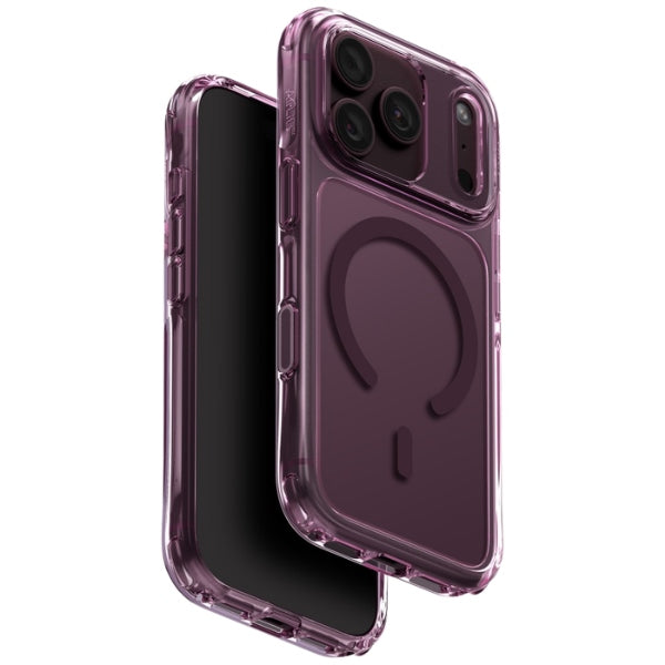 Uniq LifePro Xtreme Magclick Charging dėklas skirtas iPhone 18 Pro / 17 Pro – Skaidrus Burgundo raudvas -- iPhone 18 Pro...