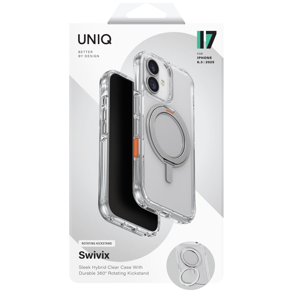 Uniq Swivix 360 besisukantis atraminis dėklas iPhone 17 - Skaidrus -- iPhone 17