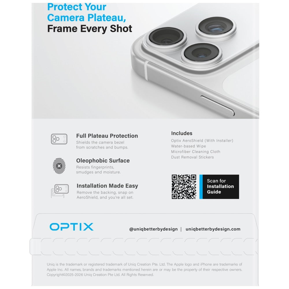 Uniq Optix Aeroshield fotoaparato modulio apsauga iPhone 18 Pro Max - Skaidri -- iPhone 18 Pro Max