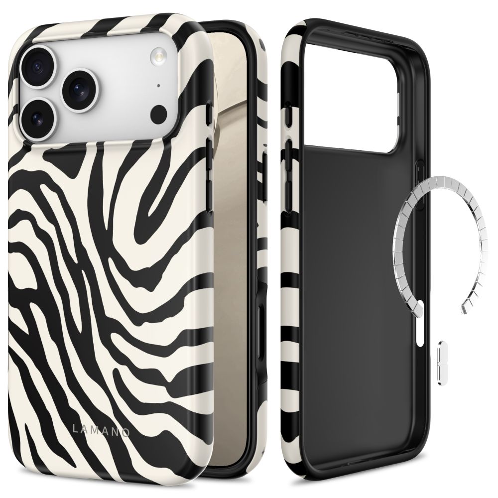 Tech-Protect Lamano MagSafe dėklas iPhone 18 Pro / 17 Pro - baltas ir juodas -- iPhone 18 Pro / iPhone 17 Pro