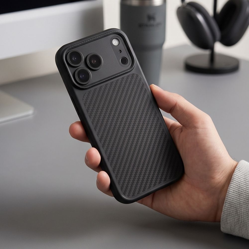Tech-Protect MagCam MagSafe Carbon dėklas iPhone 18 Pro / 17 Pro - Juodas -- iPhone 18 Pro / iPhone 17 Pro