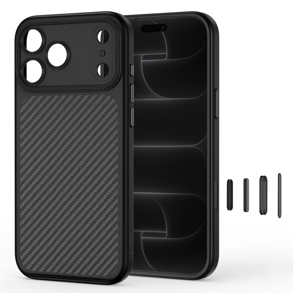Tech-Protect MagCam MagSafe Carbon dėklas iPhone 18 Pro Max / 17 Pro Max - Juodas -- iPhone 18 Pro Max / iPhone 17 Pro Max